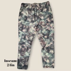 Addition Elle Womens 2X Marble Print Cropped Leggings High Rise Stretch Active